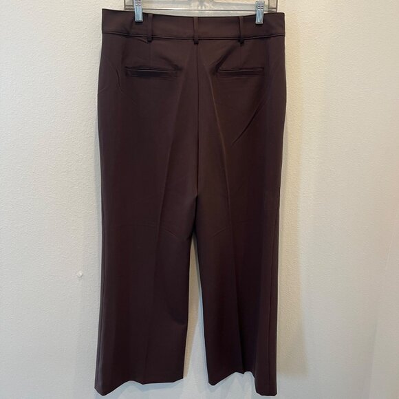 Loft Outlet High Rise Palazzo 10 Petite Wide Leg Trousers Brown Slacks Classic - Picture 13 of 15